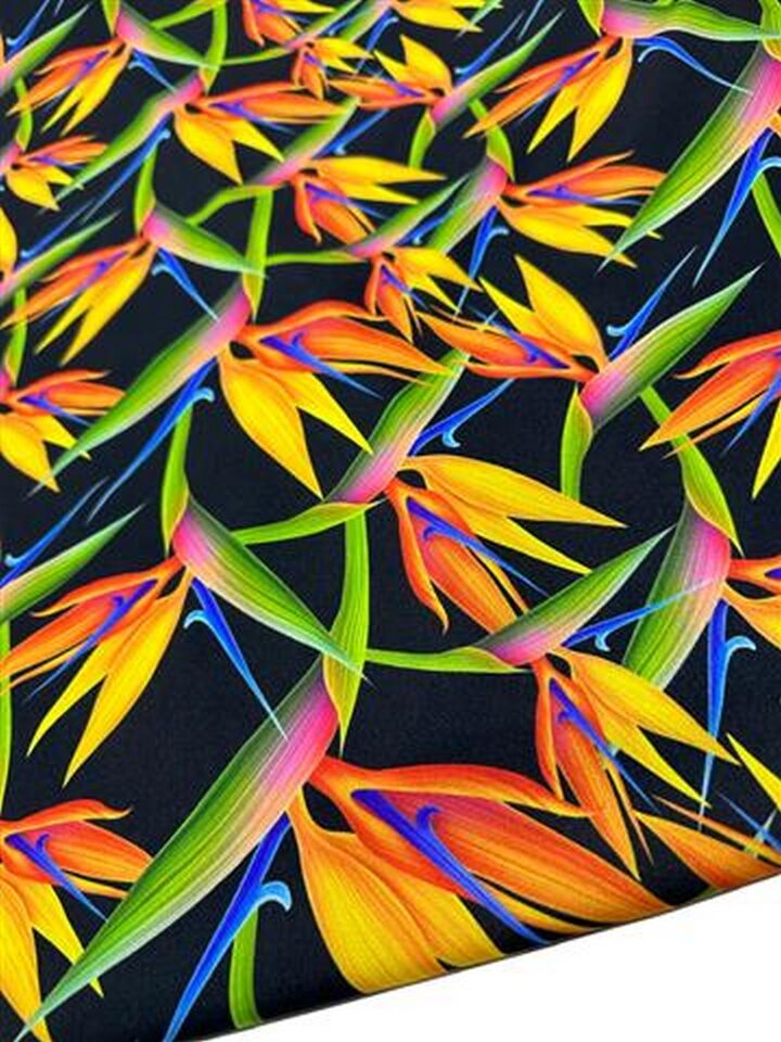 Cennet Kuşu Çiçeği Desen Elbiselik Gömleklik Krep Kumaş