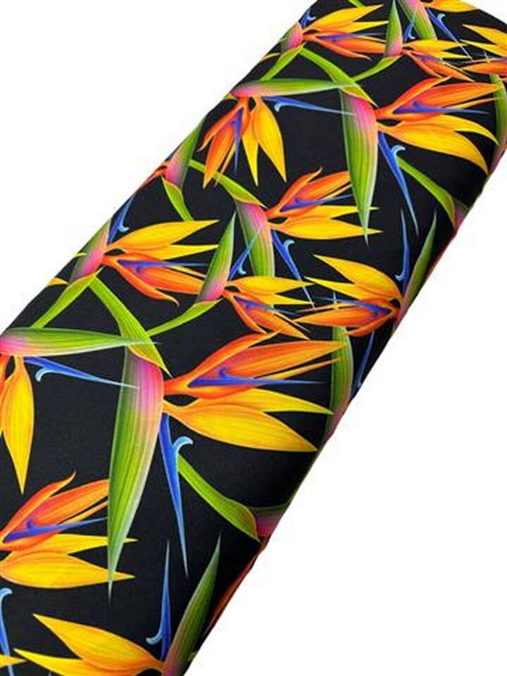 Cennet Kuşu Çiçeği Desen Elbiselik Gömleklik Krep Kumaş