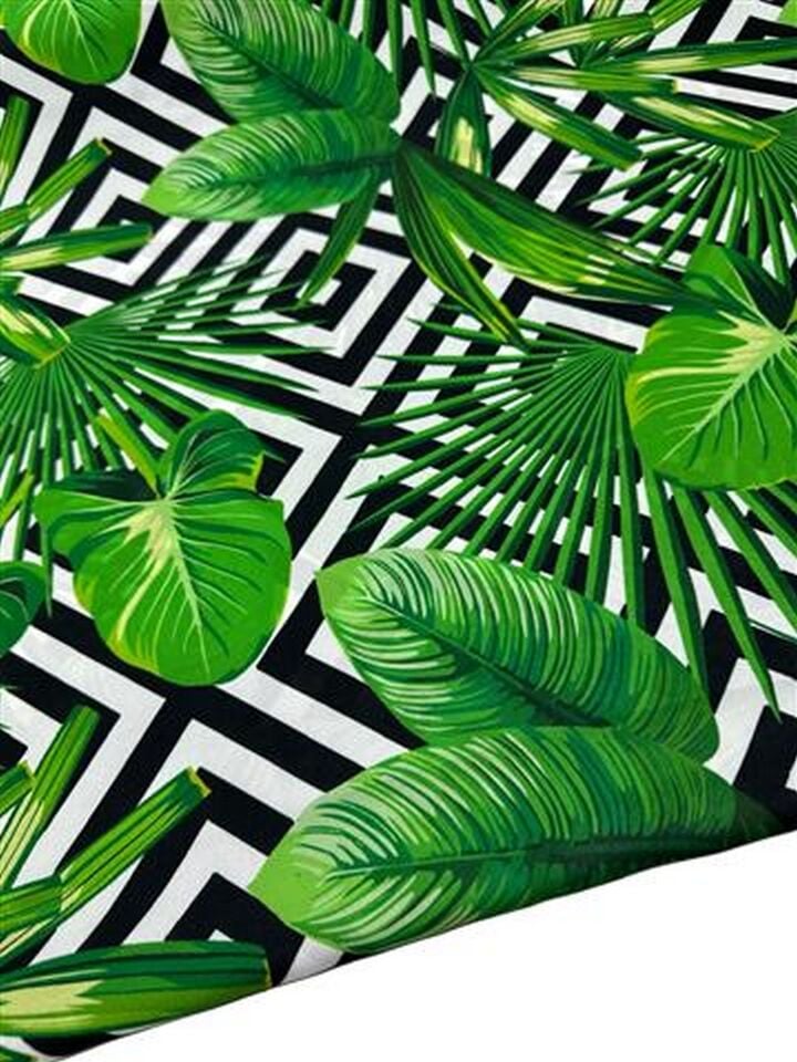 Yaprak Desen Elbiselik Gömleklik Krep Kumaş