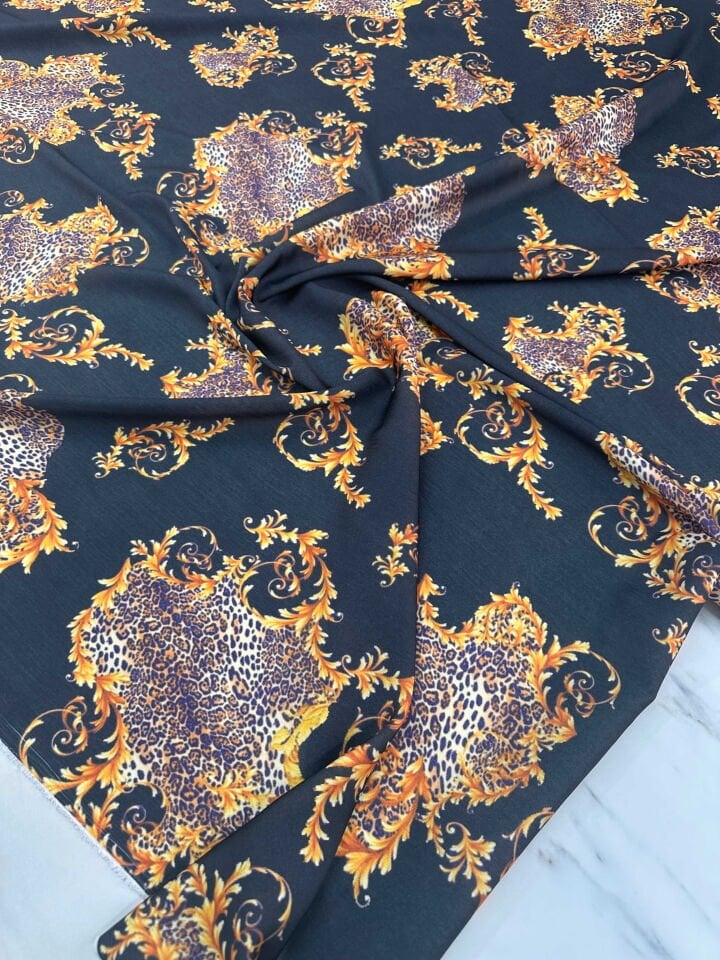 Desenli İpek Saten Elbise Etek Gömlek Şalvar