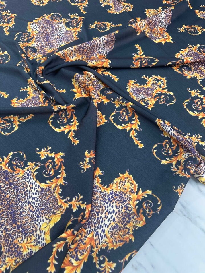 Desenli İpek Saten Elbise Etek Gömlek Şalvar