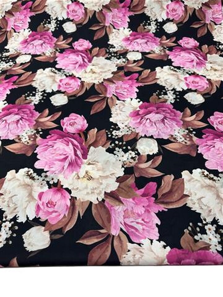 Gül Desen Elbiselik Gömleklik Krep Kumaş