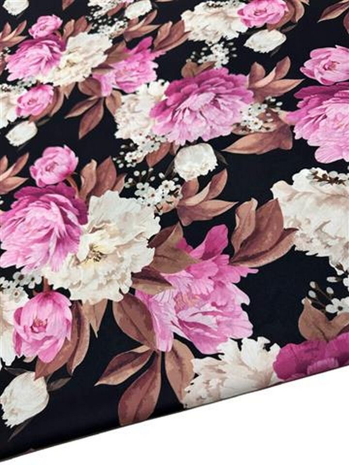 Gül Desen Elbiselik Gömleklik Krep Kumaş