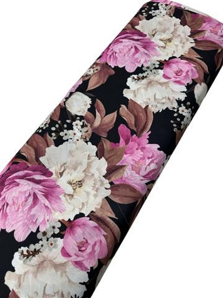 Gül Desen Elbiselik Gömleklik Krep Kumaş