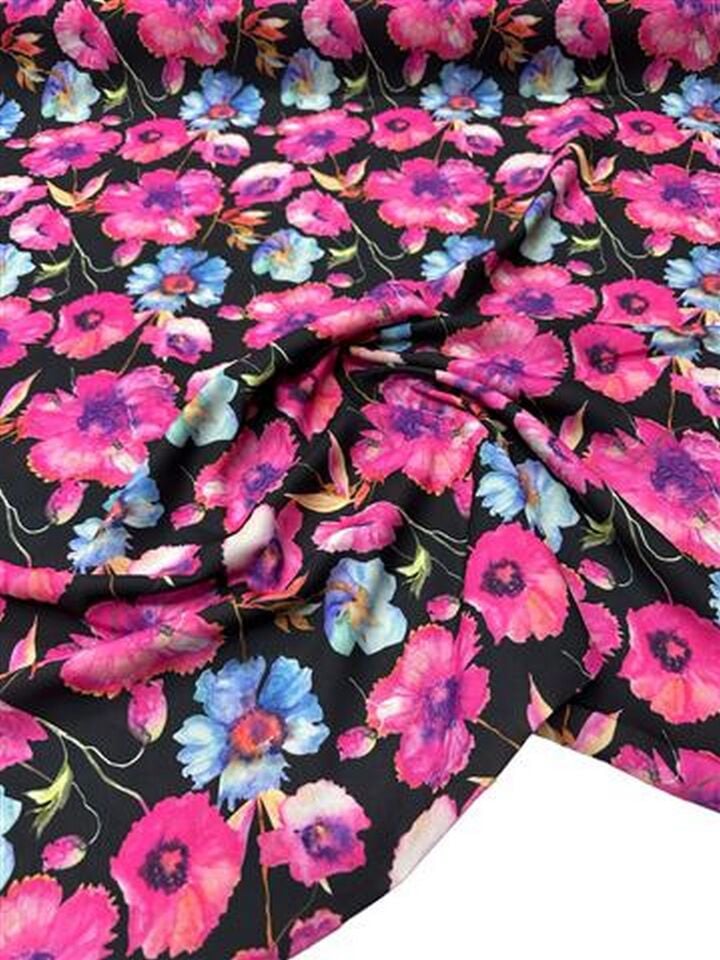 Çuha Çiçeği Desen Elbiselik Gömleklik Krep Kumaş