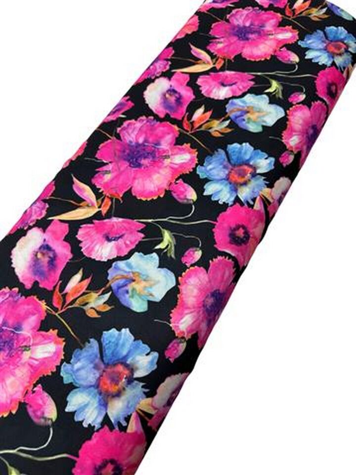 Çuha Çiçeği Desen Elbiselik Gömleklik Krep Kumaş