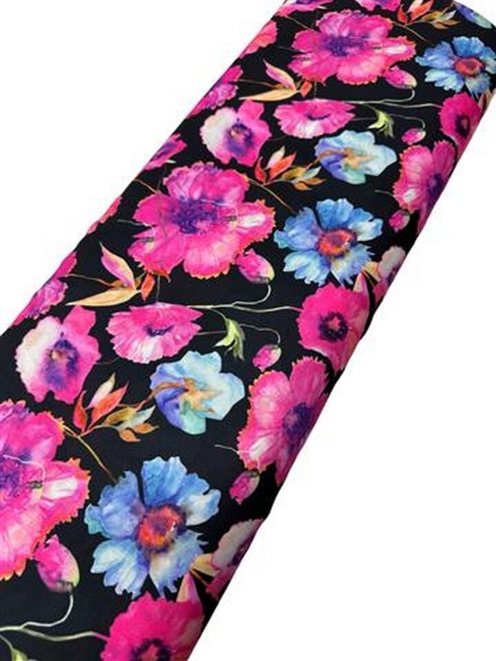 Çuha Çiçeği Desen Elbiselik Gömleklik Krep Kumaş