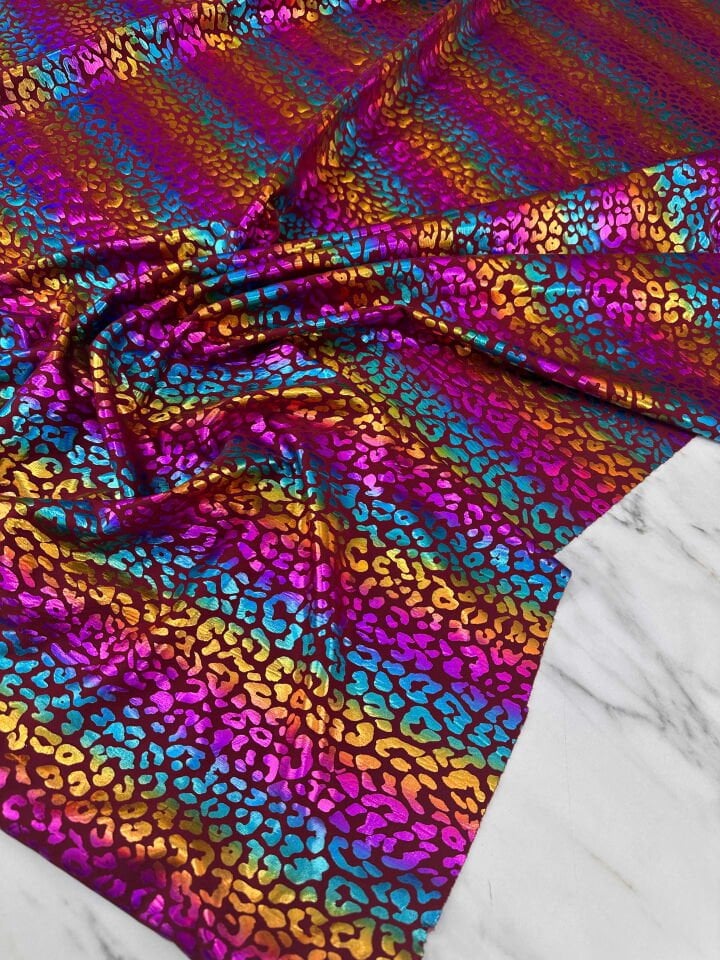 Renkli Leopar Varak Kablama Elbise Etek Şalvar