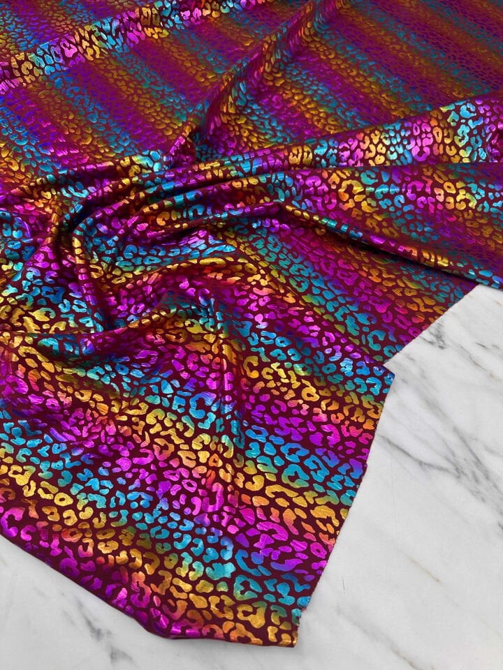 Renkli Leopar Varak Kablama Elbise Etek Şalvar