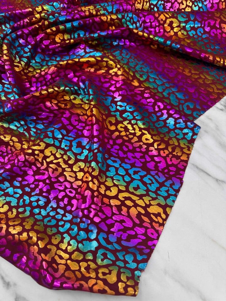 Renkli Leopar Varak Kablama Elbise Etek Şalvar