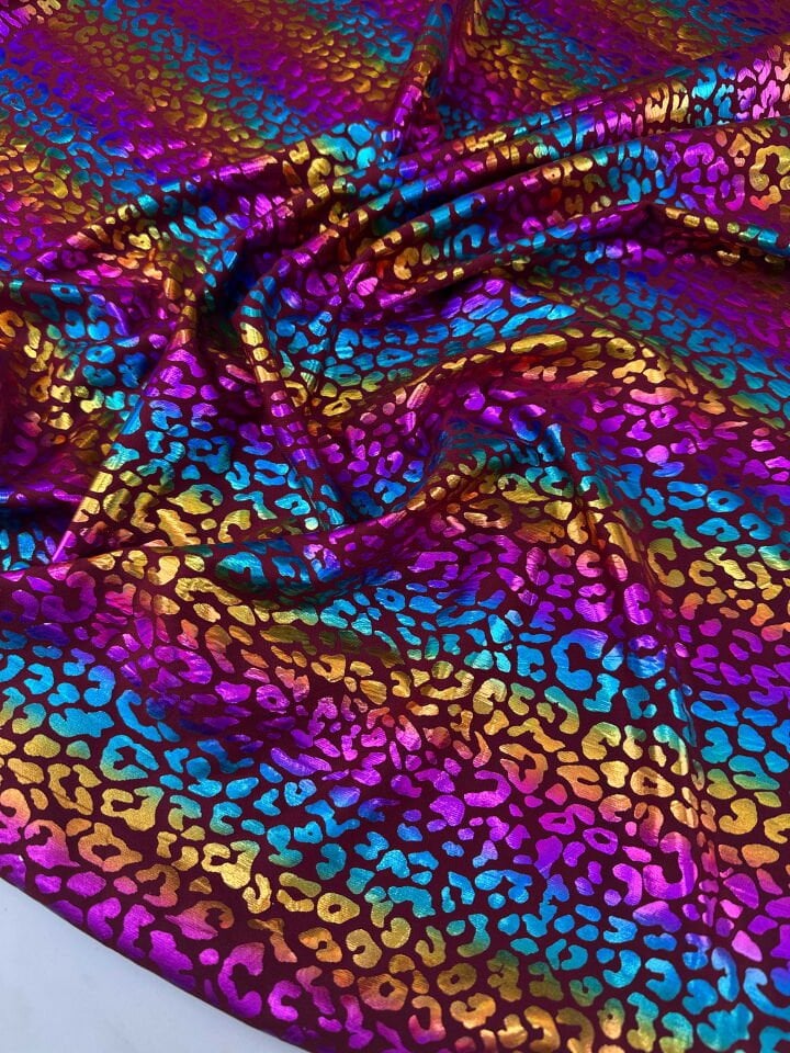 Renkli Leopar Varak Kablama Elbise Etek Şalvar