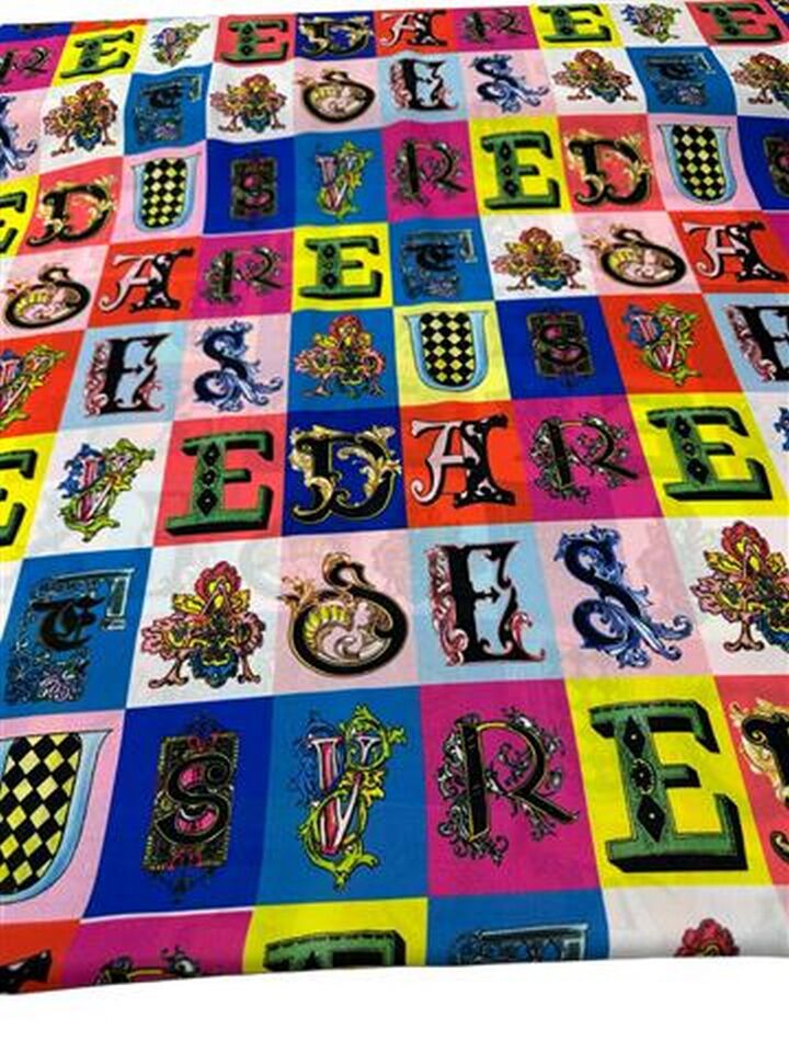 Yunan Alfabesi Desen Elbiselik Gömleklik Krep Kumaş