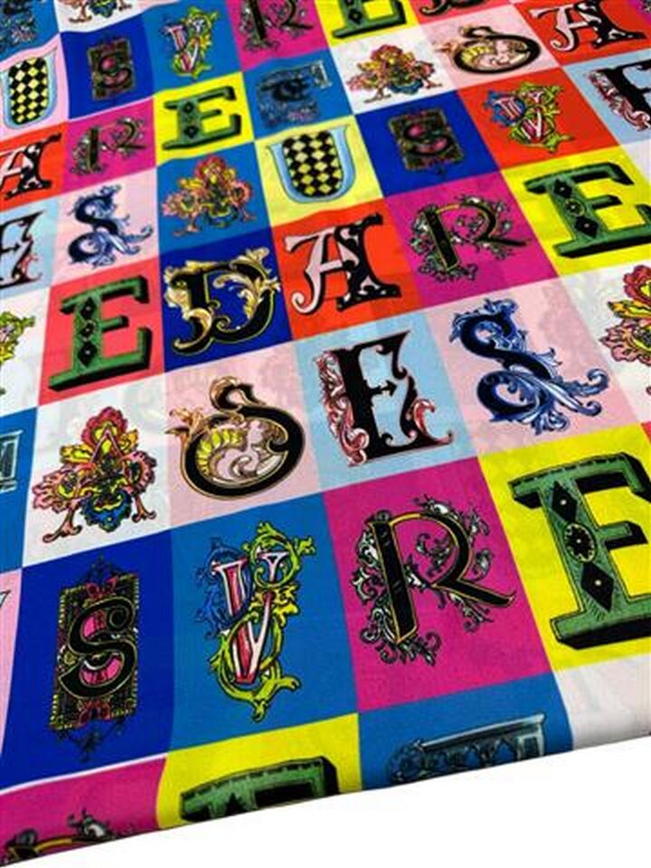 Yunan Alfabesi Desen Elbiselik Gömleklik Krep Kumaş