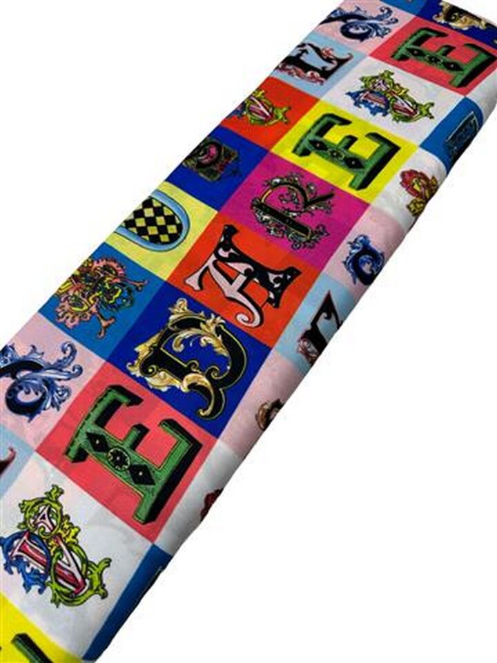 Yunan Alfabesi Desen Elbiselik Gömleklik Krep Kumaş