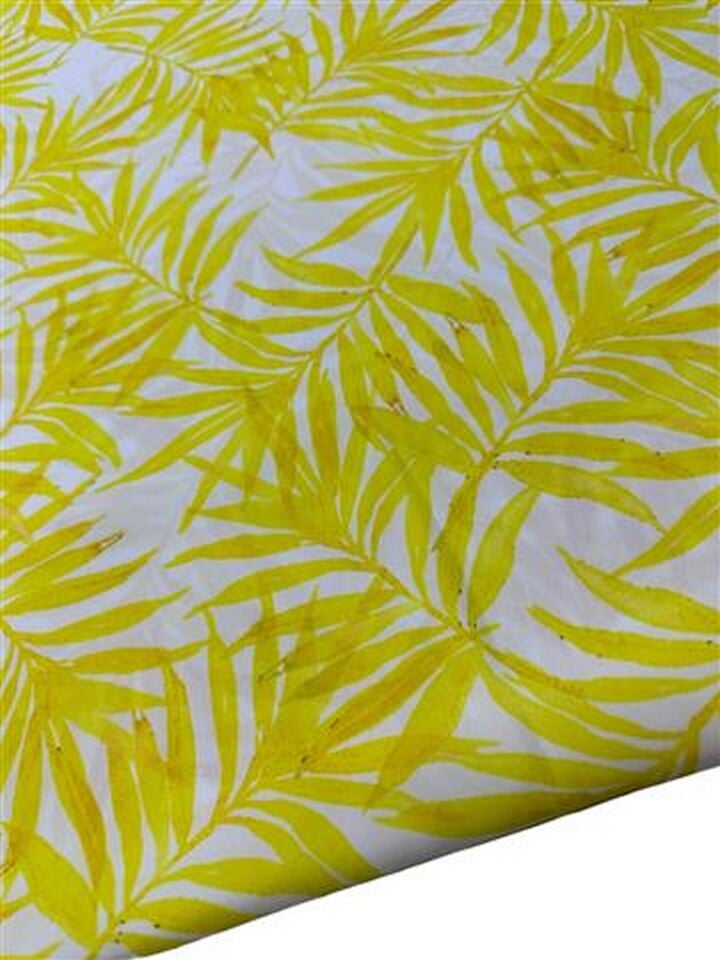 Sarı Yaprak Desen Elbiselik Gömleklik Krep Kumaş