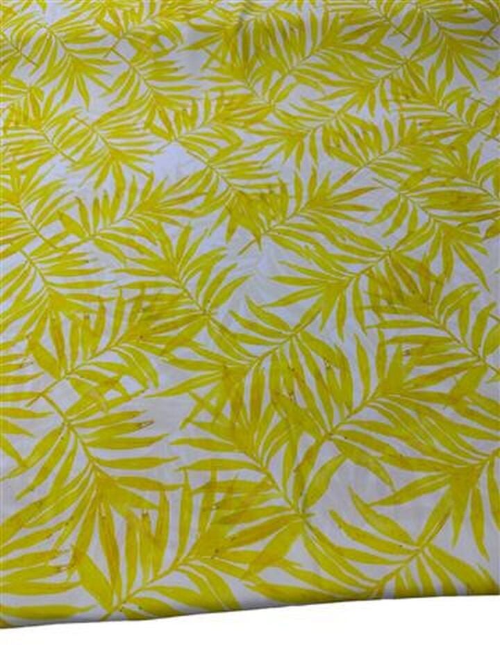 Sarı Yaprak Desen Elbiselik Gömleklik Krep Kumaş