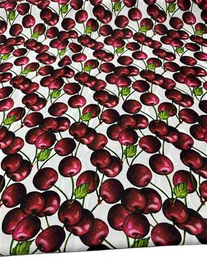 kiraz Desen Elbiselik Gömleklik Krep Kumaş
