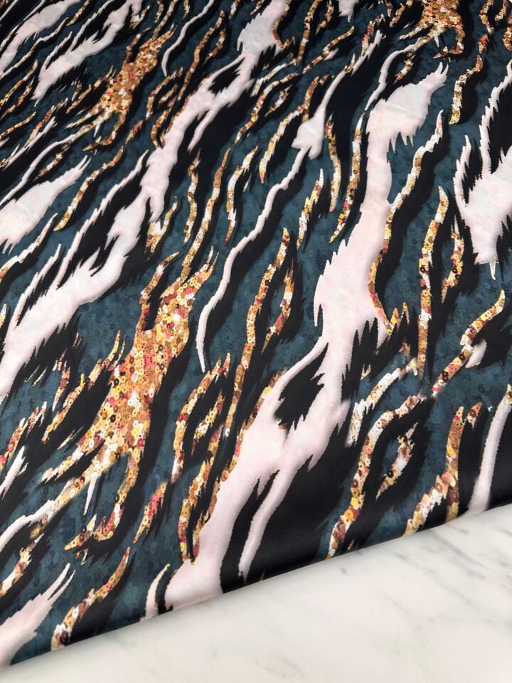 Desenli İpek Saten Elbise Etek Gömlek Şalvar