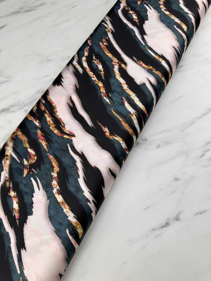 Desenli İpek Saten Elbise Etek Gömlek Şalvar