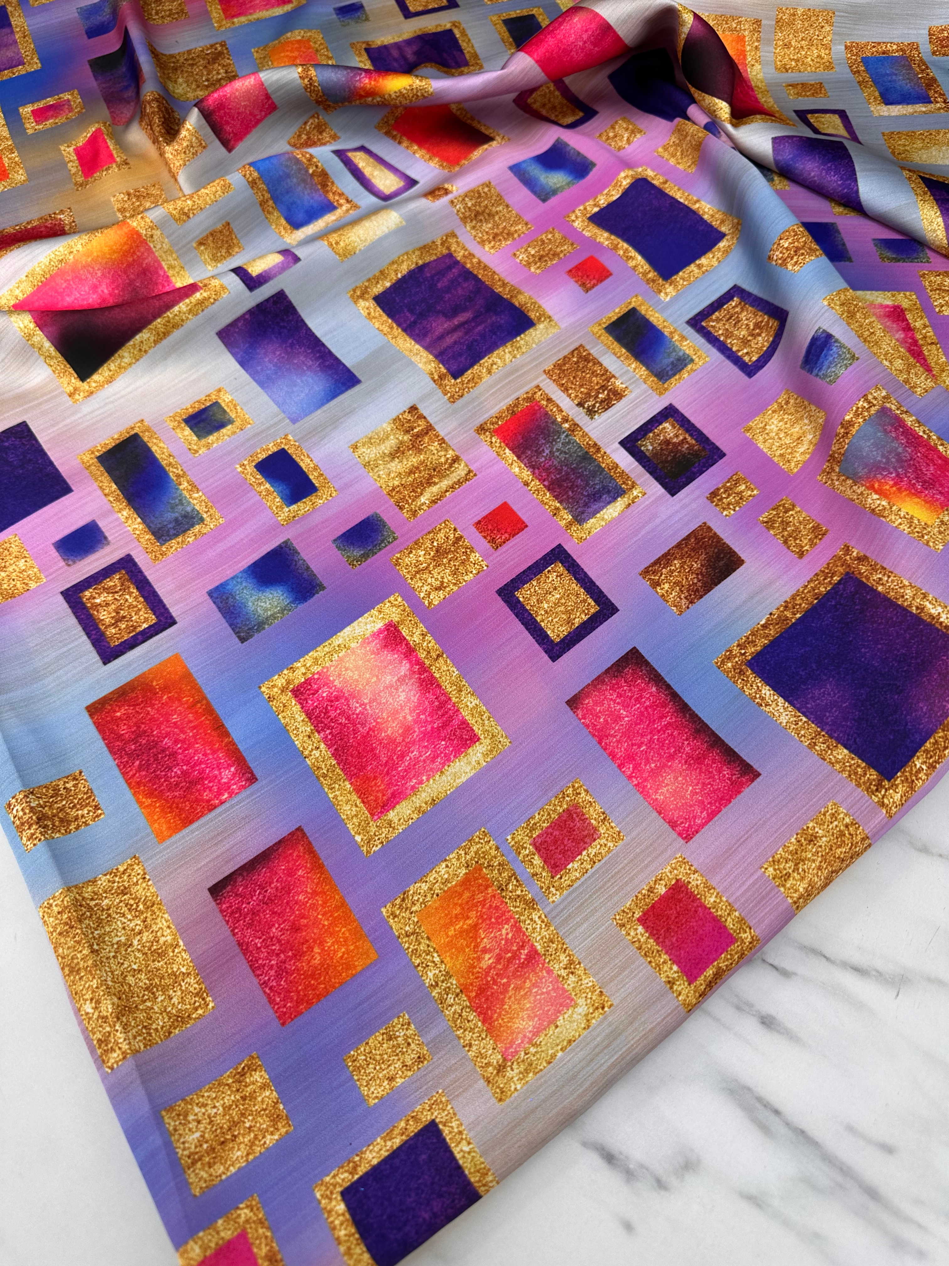 Desenli İpek Saten Elbise Etek Gömlek Şalvar