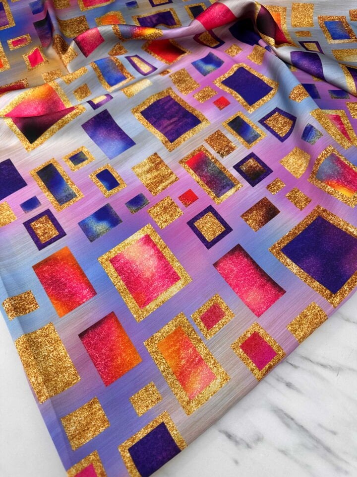 Desenli İpek Saten Elbise Etek Gömlek Şalvar