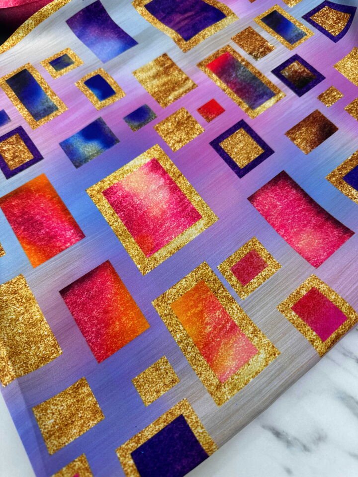 Desenli İpek Saten Elbise Etek Gömlek Şalvar