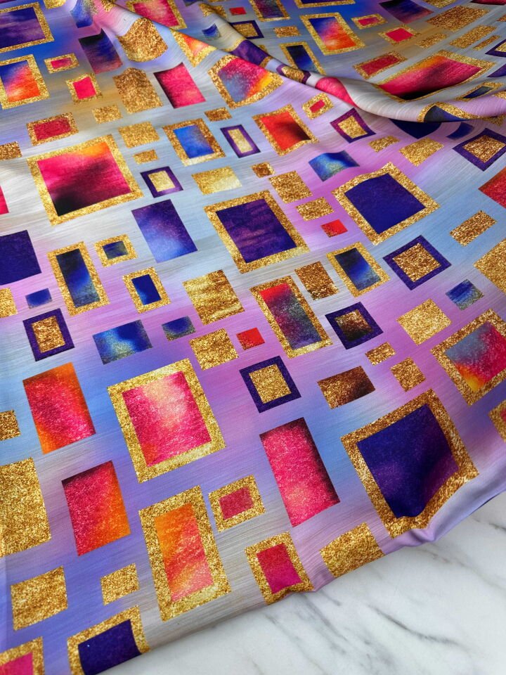 Desenli İpek Saten Elbise Etek Gömlek Şalvar