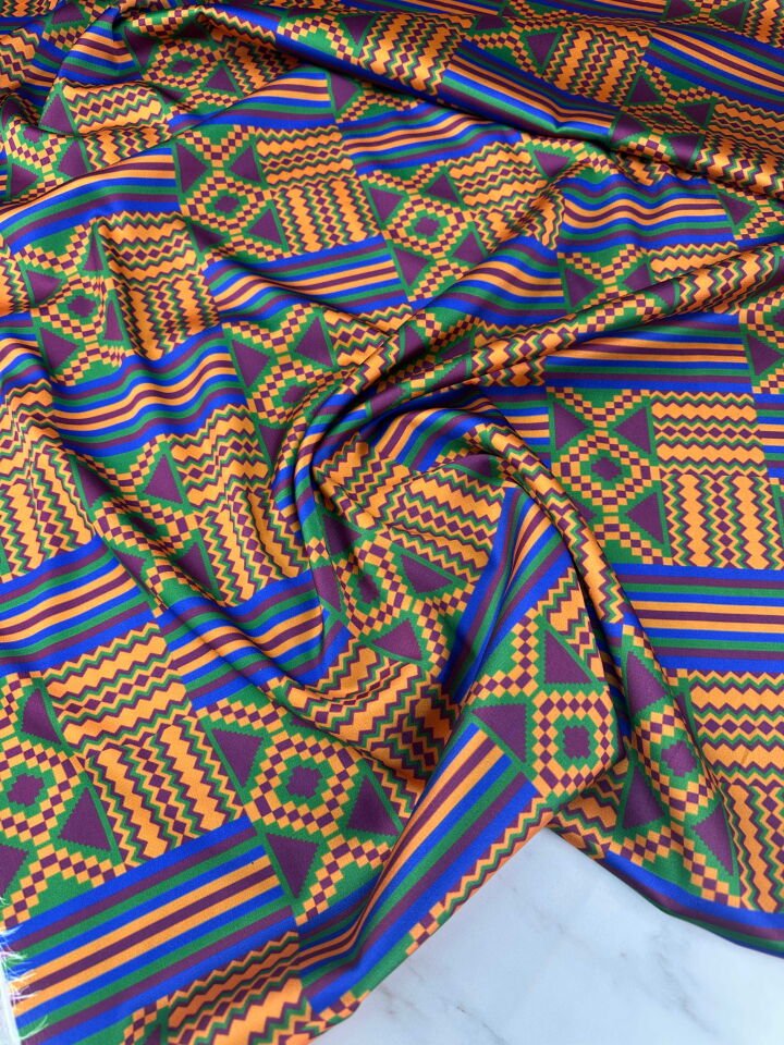 Desenli İpek Saten Elbise Gömlek Etek Şalvar