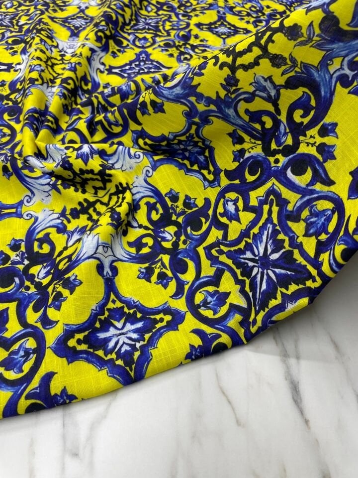 Viyana Desen Elbiselik Pantolonluk Keten Kumaş