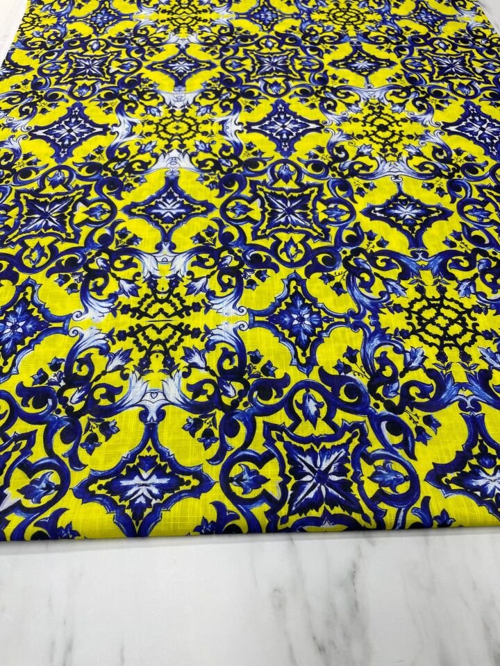 Viyana Desen Elbiselik Pantolonluk Keten Kumaş