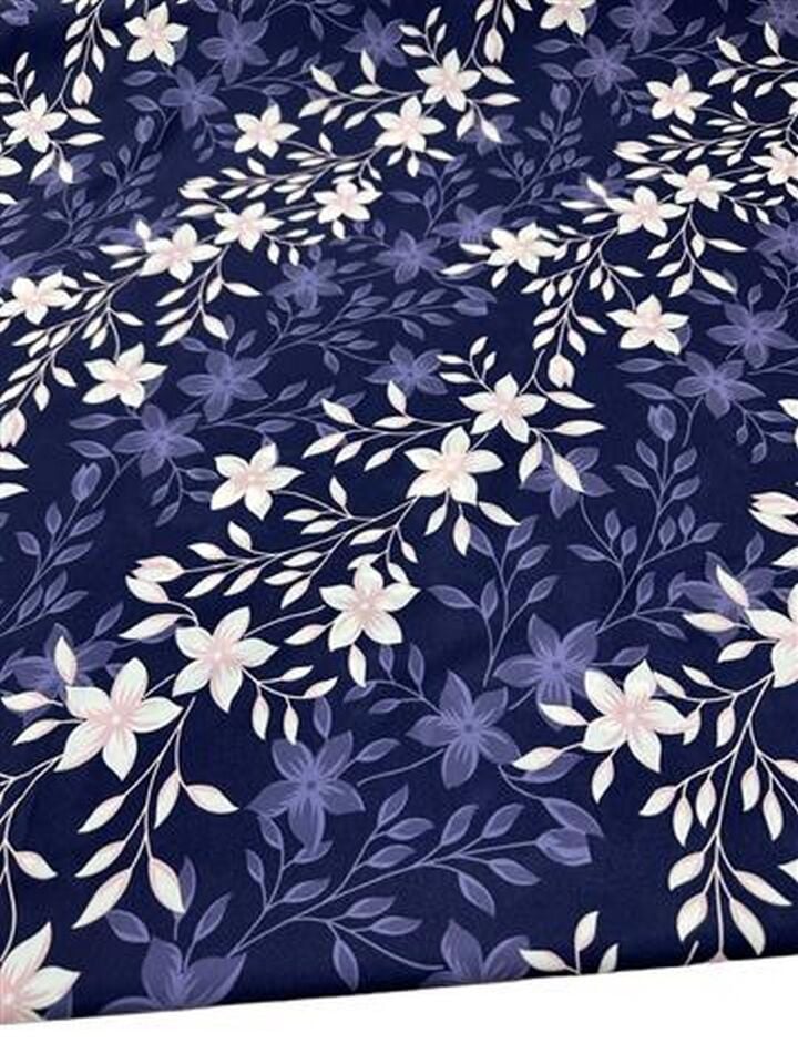 Jasmine Çiçeği Desen Elbiselik Gömleklik  Saten Kumaş