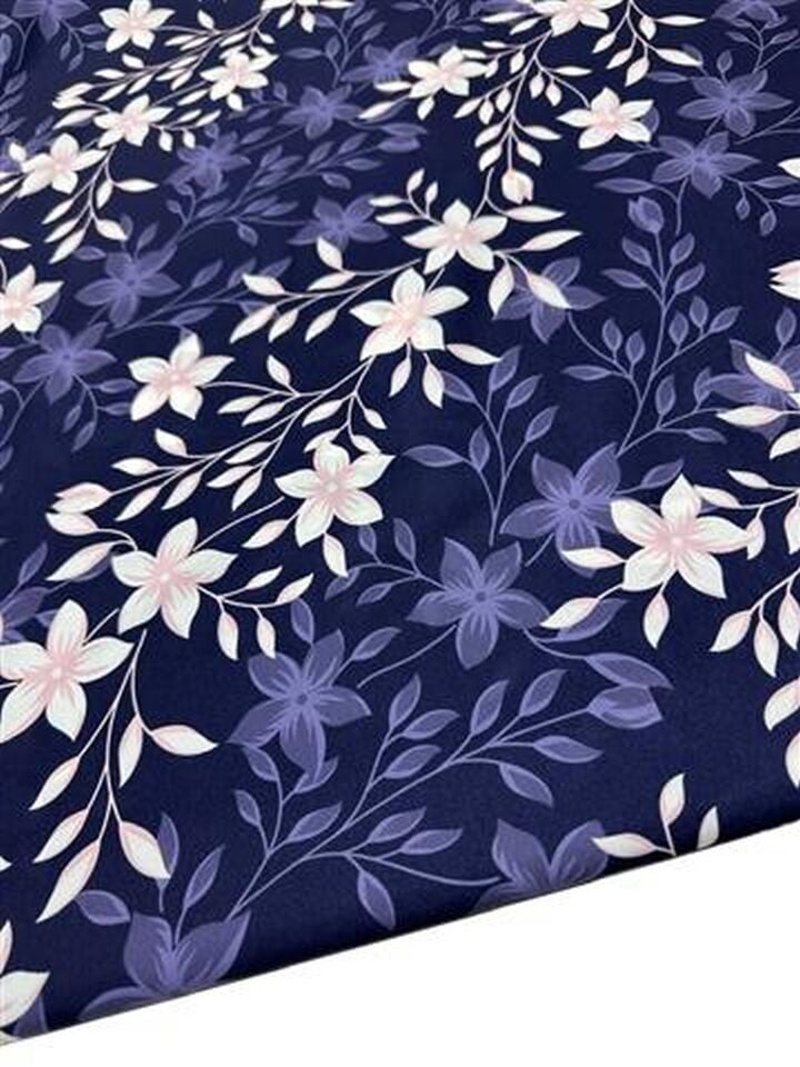 Jasmine Çiçeği Desen Elbiselik Gömleklik  Saten Kumaş