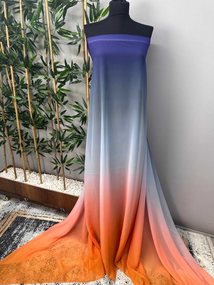 Degrede Desen Şifon Elbise Etek Abaya