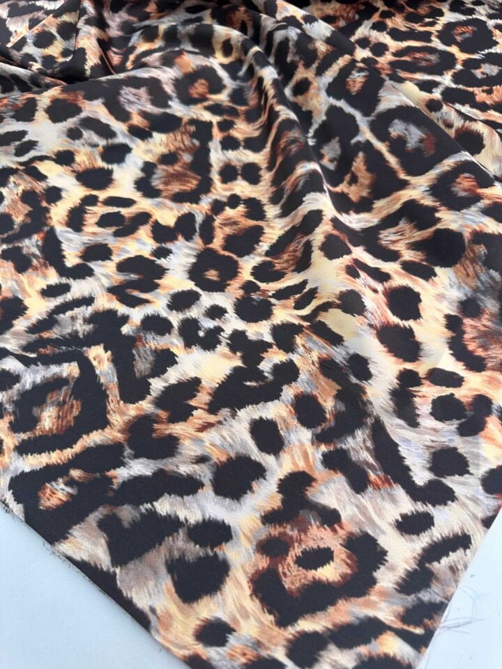 Leopar Desen İpek Saten Elbise Etek Gömlek Şalvar