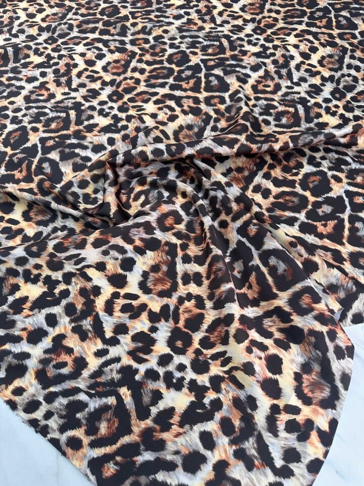 Leopar Desen İpek Saten Elbise Etek Gömlek Şalvar