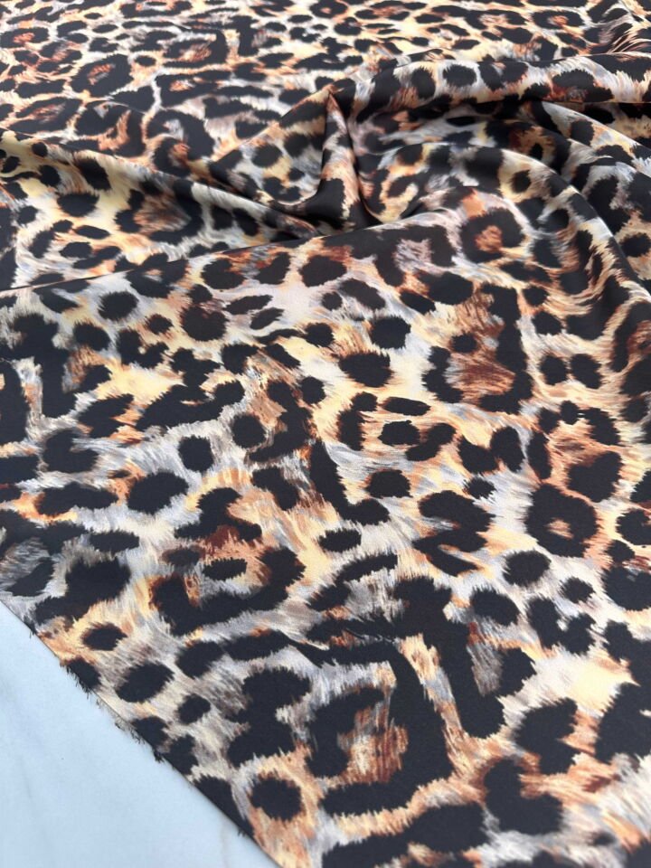 Leopar Desen İpek Saten Elbise Etek Gömlek Şalvar