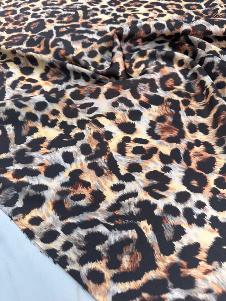 Leopar Desen İpek Saten Elbise Etek Gömlek Şalvar