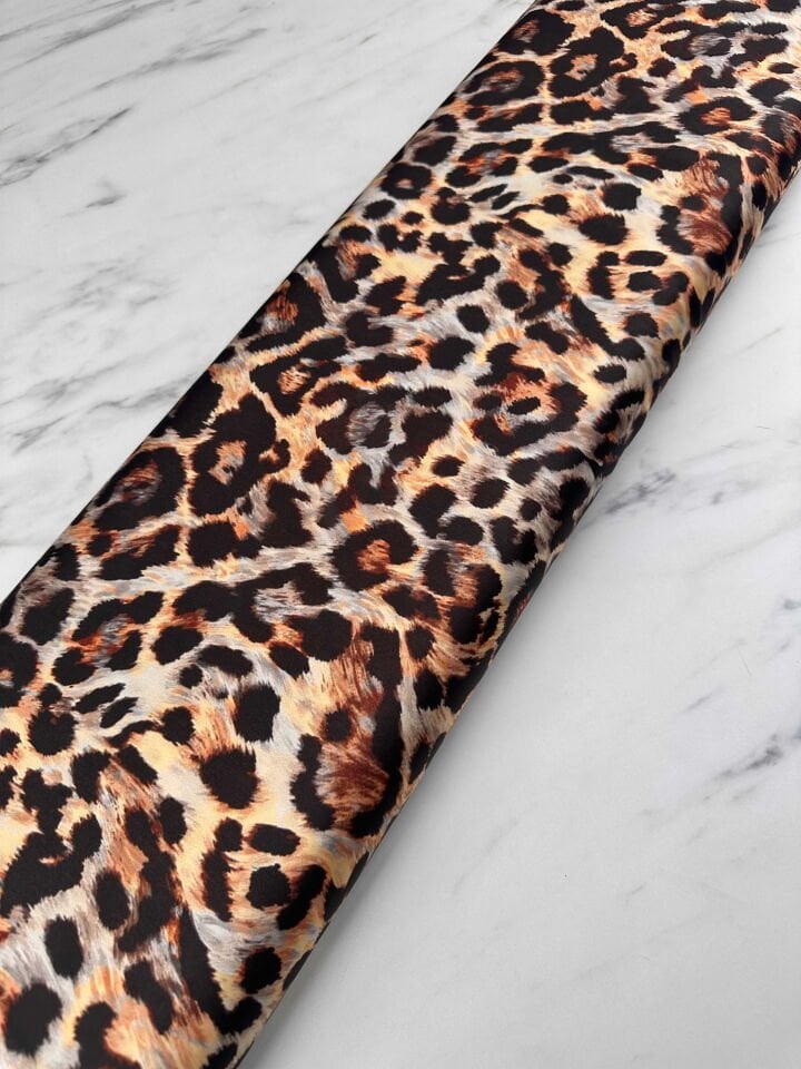 Leopar Desen İpek Saten Elbise Etek Gömlek Şalvar