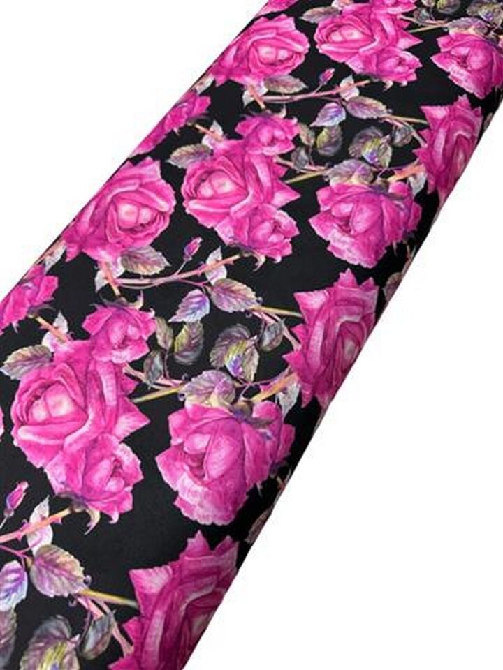 Gül Desen Elbiselik Gömleklik Krep Kumaş