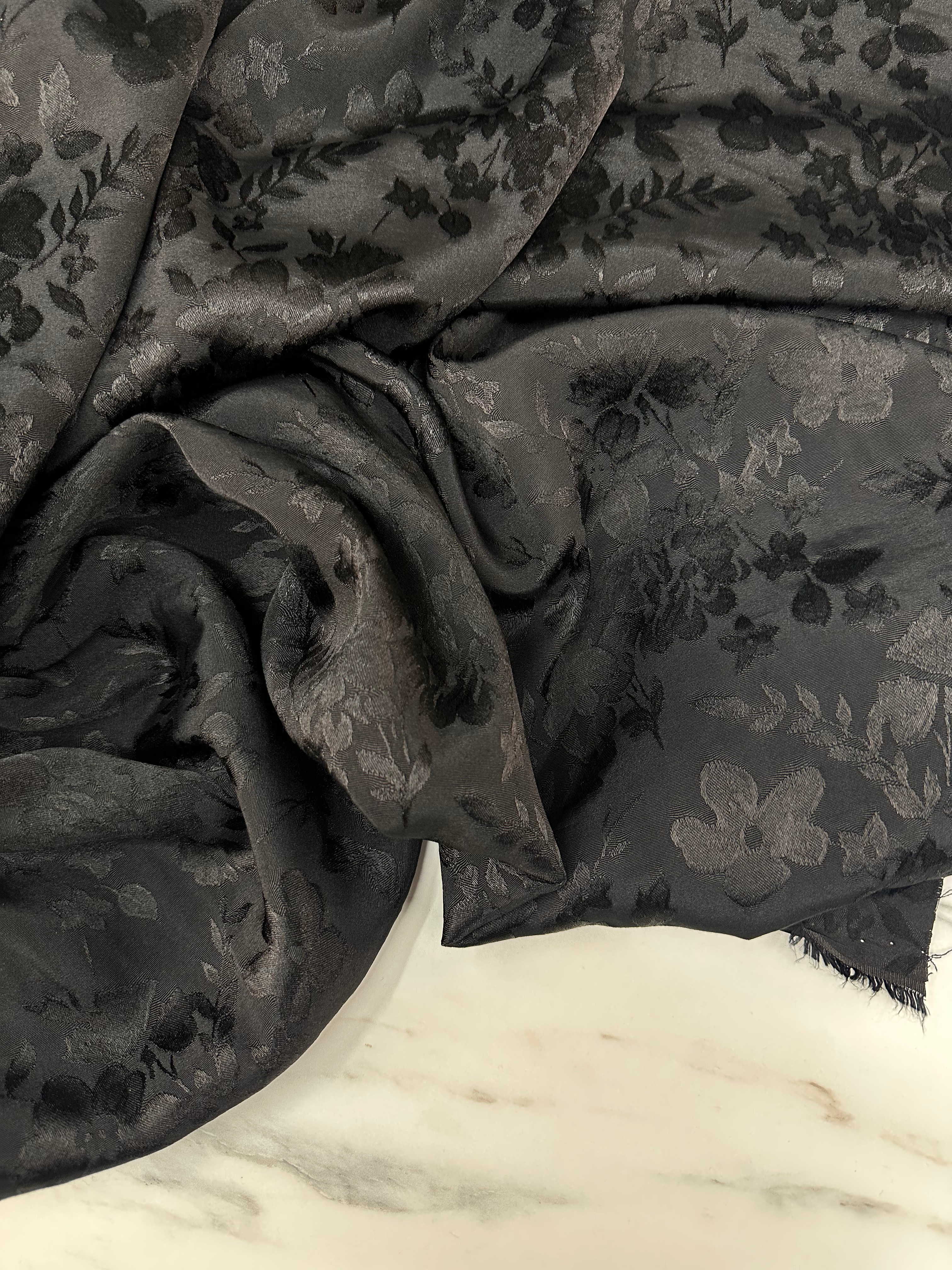 Siyah Çiçek Desen Javenes Elbise Etek Abaya Şalvar