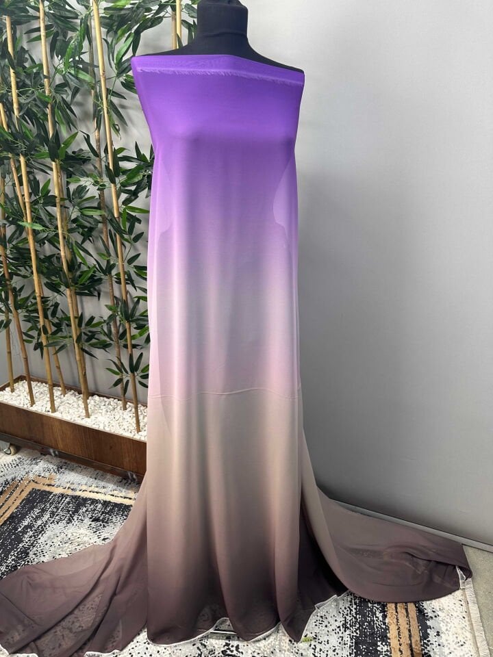 Degrede Desen Şifon Elbise Etek Gömlek Şalvar