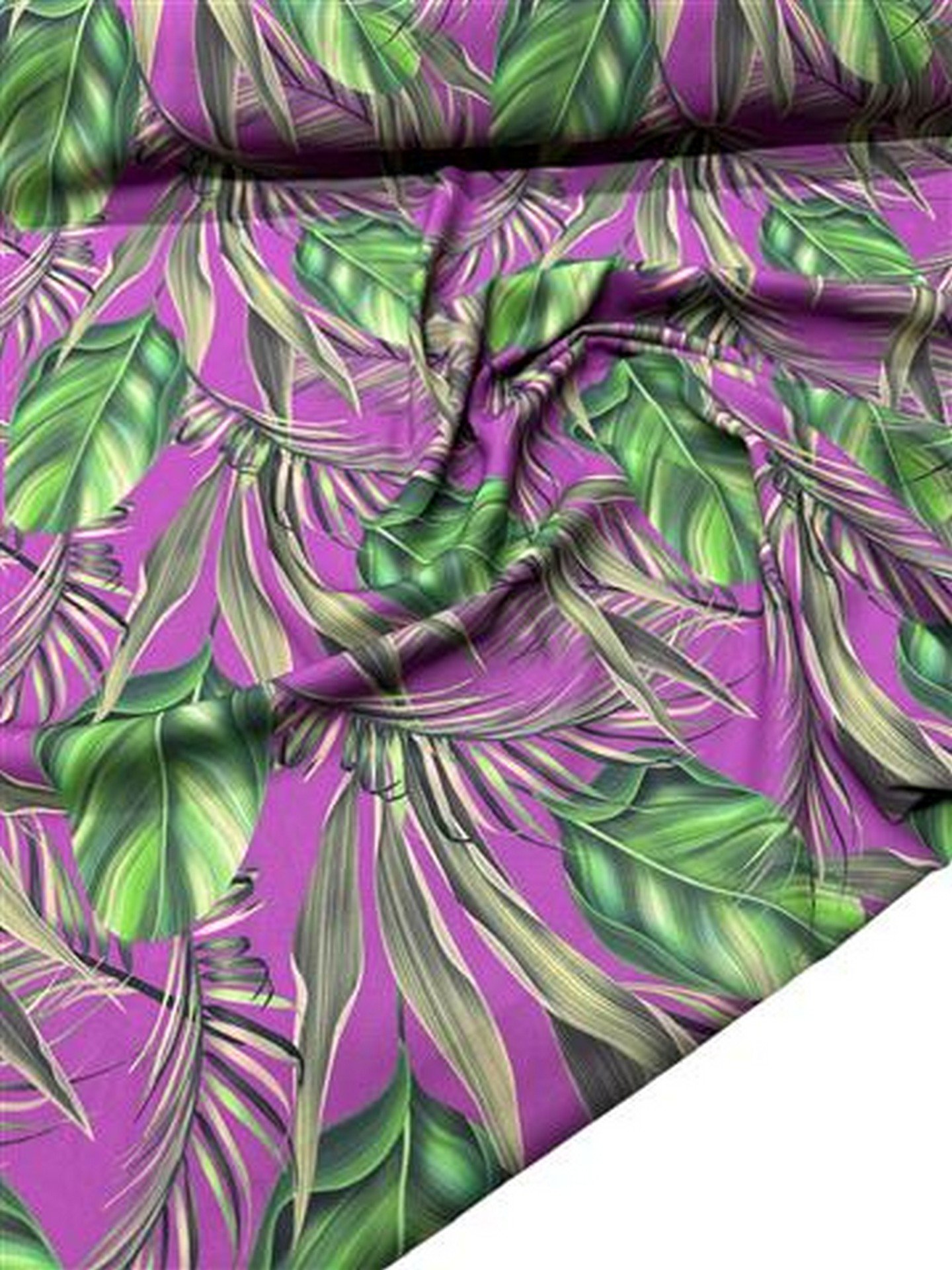 Yaprak Desen Elbiselik Gömleklik Krep Kumaş