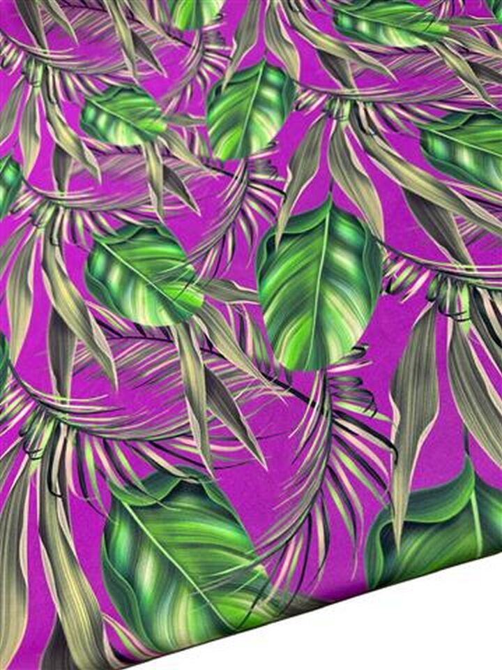 Yaprak Desen Elbiselik Gömleklik Krep Kumaş