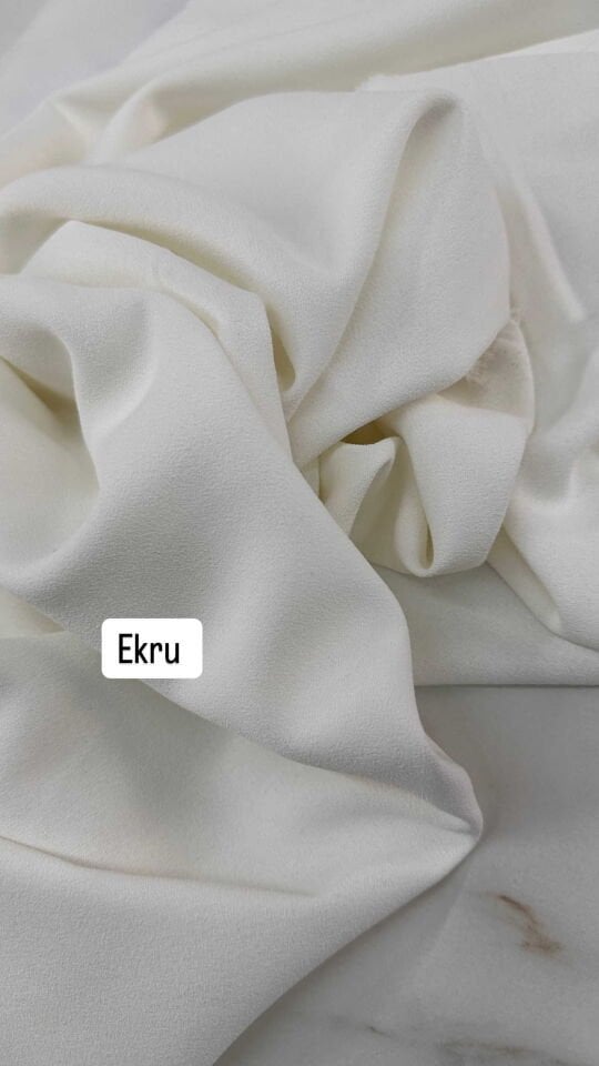 Ekru Rubi İthal Krep Elbise Etek Abaya