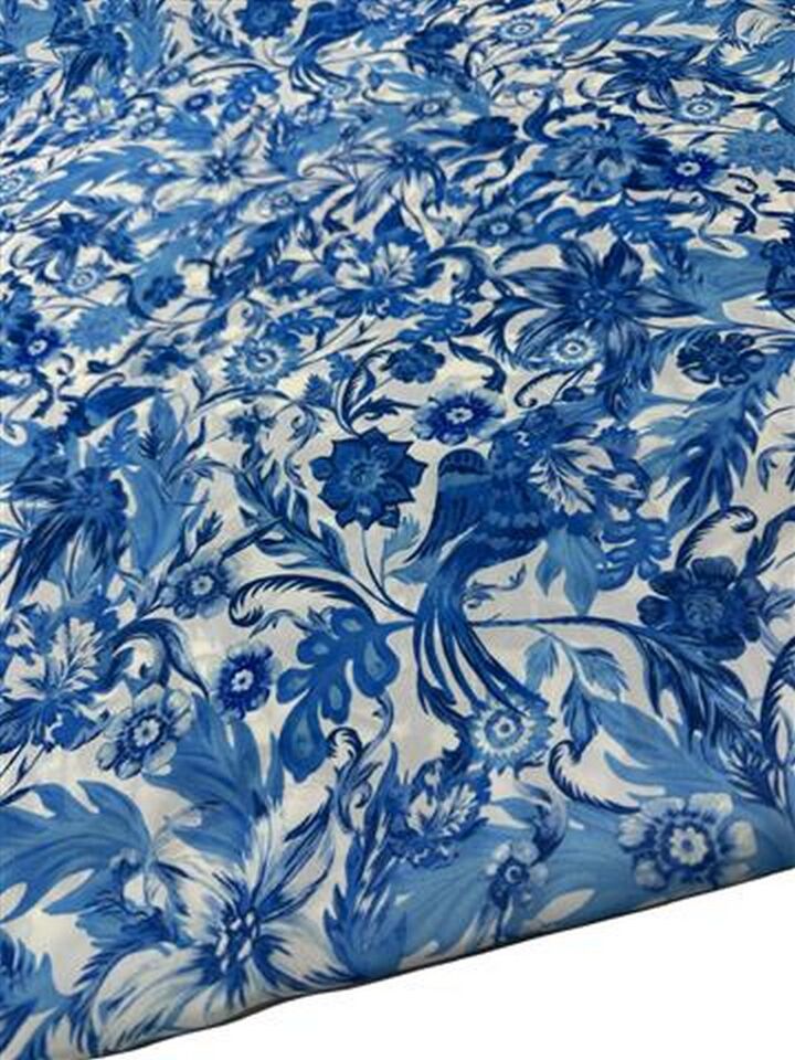 Akdeniz Çiçeği Desen Elbiselik Gömleklik Krep Kumaş