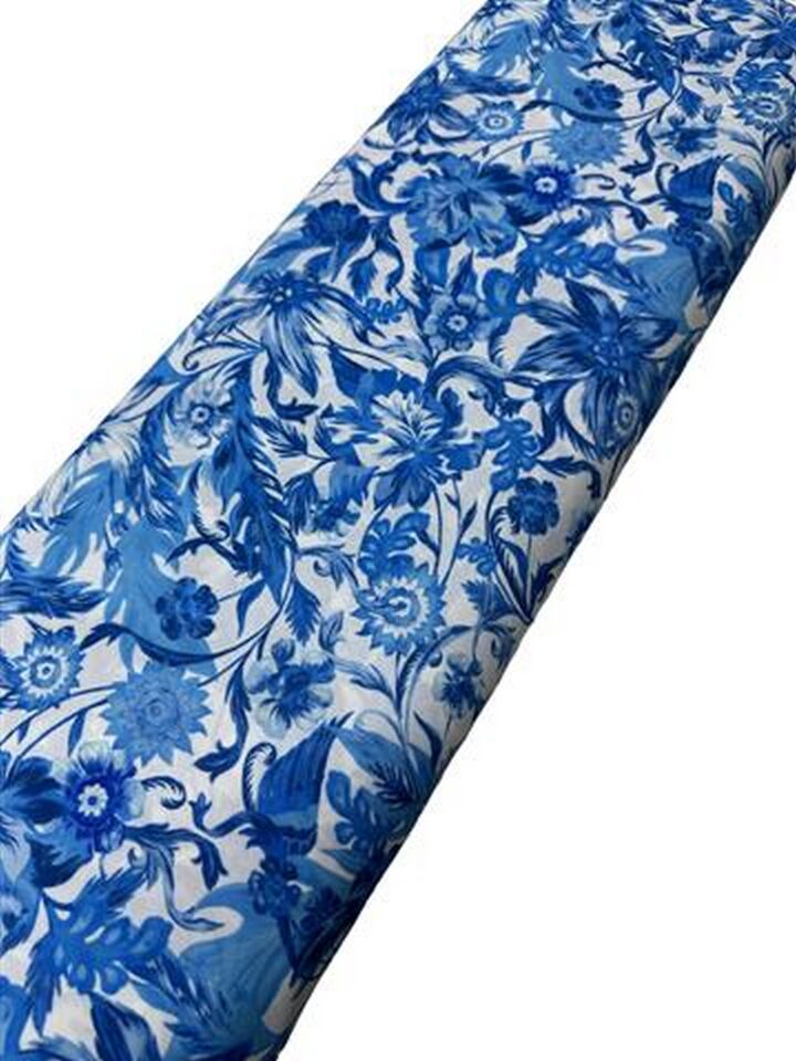 Akdeniz Çiçeği Desen Elbiselik Gömleklik Krep Kumaş