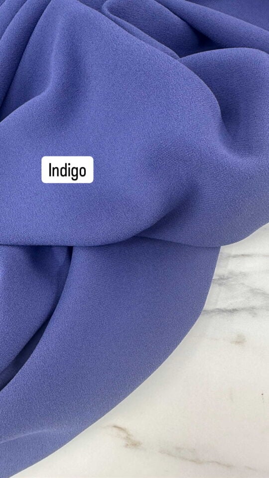 İndigo Mavi İthal Rubi Krep Elbise Etek Abaya