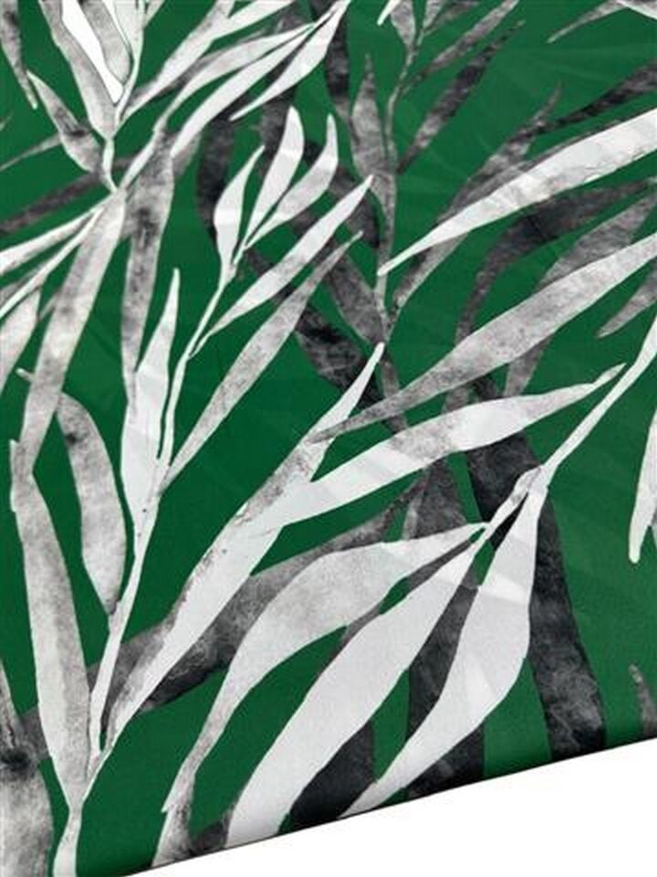 Yeşil Yaprak Desen Elbiselik Gömleklik Krep Kumaş