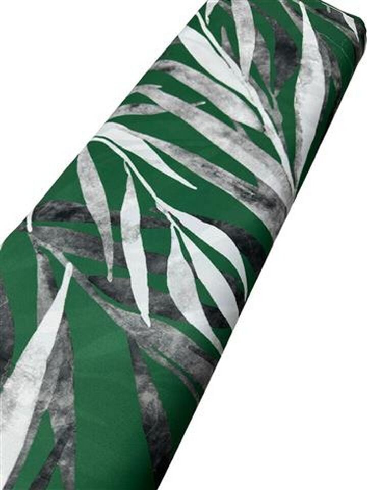 Yeşil Yaprak Desen Elbiselik Gömleklik Krep Kumaş