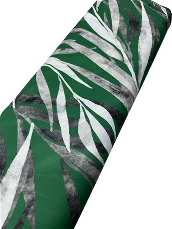 Yeşil Yaprak Desen Elbiselik Gömleklik Krep Kumaş